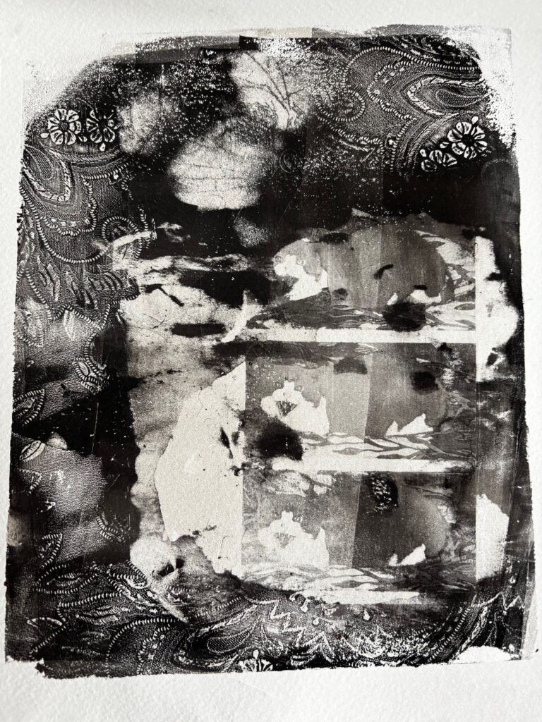 Black and white image with pearlescent sheen - ghostly over exposed photographic vignette feel